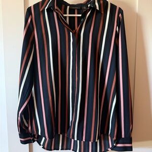 Halogen Striped Button Down Shirt - Black, Pink, White